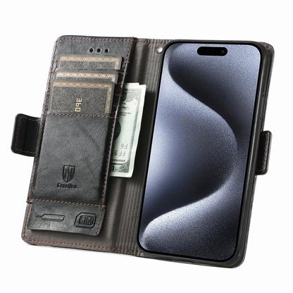 For iPhone 16 Pro Max CaseNeo Splicing Dual Magnetic Buckle Leather Phone Case(Black) - iPhone 16 Pro Max Cases by buy2fix | Online Shopping UK | buy2fix