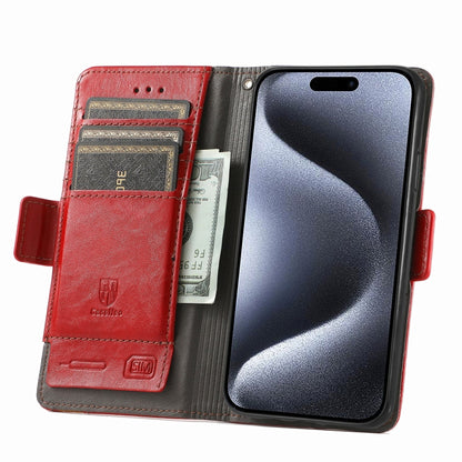 For iPhone 16 Pro Max CaseNeo Splicing Dual Magnetic Buckle Leather Phone Case(Red) - iPhone 16 Pro Max Cases by buy2fix | Online Shopping UK | buy2fix