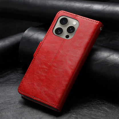 For iPhone 16 Pro Max CaseNeo Splicing Dual Magnetic Buckle Leather Phone Case(Red) - iPhone 16 Pro Max Cases by buy2fix | Online Shopping UK | buy2fix