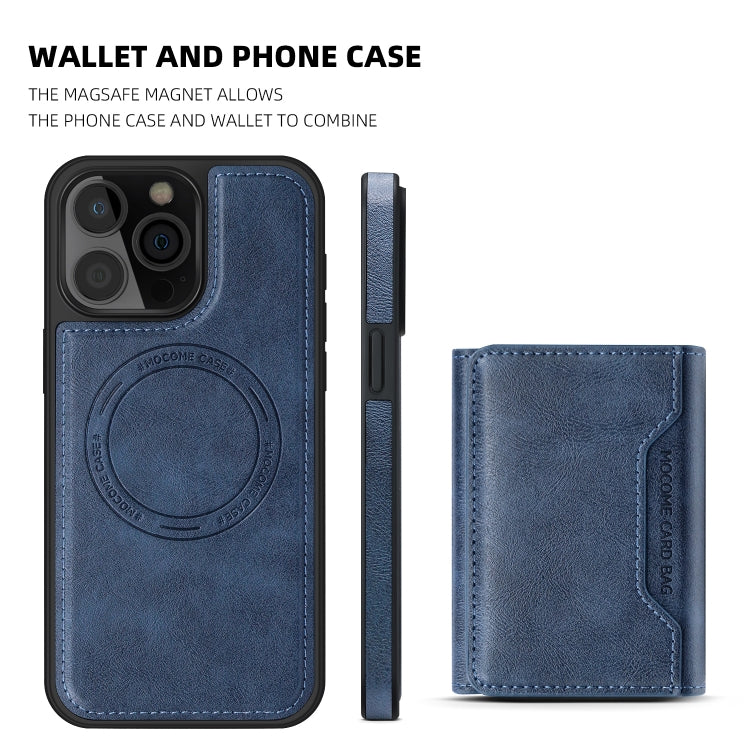 For iPhone 16 Pro Shield Multi-functional MagSafe Card Bag Phone Case(Blue) - iPhone 16 Pro Cases by buy2fix | Online Shopping UK | buy2fix