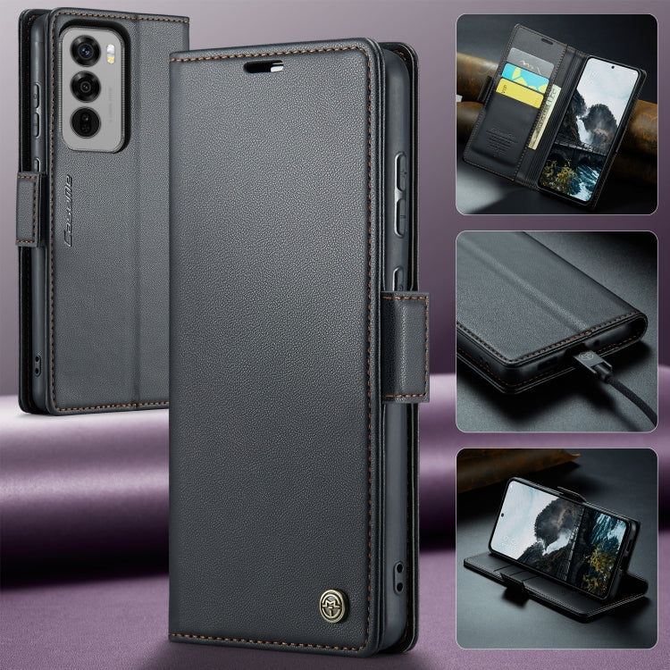 For OPPO Reno12 5G Global CaseMe 023 Butterfly Buckle Litchi Texture RFID Anti-theft Leather Phone Case(Black) - Reno12 Cases by CaseMe | Online Shopping UK | buy2fix