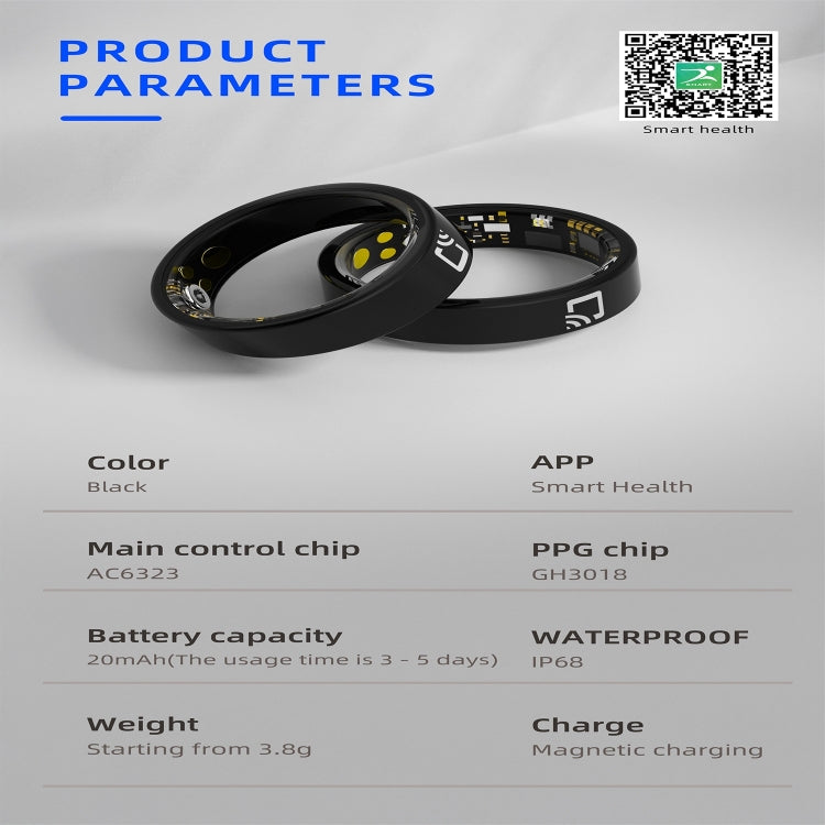 R20 SIZE 14 Smart Ring, Support Heart Rate / Blood Oxygen / Sleep Monitoring / Multiple Sports Modes(Black) - Smart Rings / Smart Telephones by buy2fix | Online Shopping UK | buy2fix