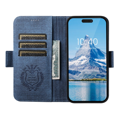 For iPhone 16 Pro Suteni J07 Multi-functional Horizontal MagSafe Denim Leather Phone Case(Blue) - iPhone 16 Pro Cases by Suteni | Online Shopping UK | buy2fix