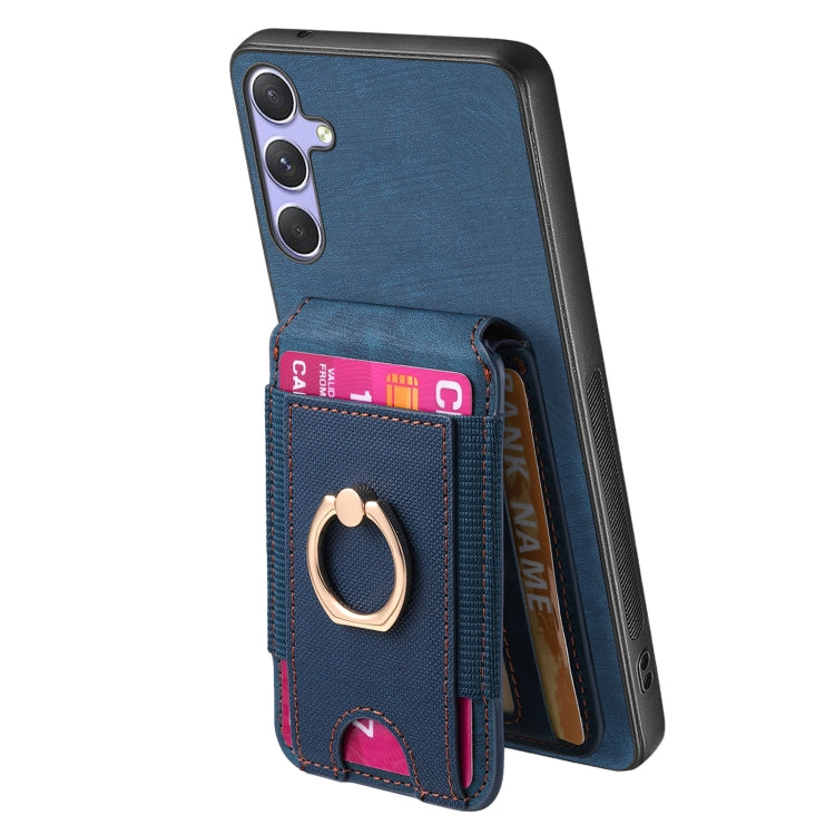 For Samsung Galaxy S25 Ultra 5G Retro Splitable Magnetic Stand Card Bag Leather Phone Case(Blue) - Galaxy S25 Ultra 5G Cases by buy2fix | Online Shopping UK | buy2fix