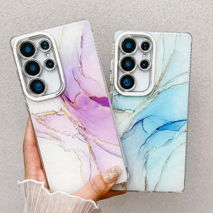 For Samsung Galaxy S25+ 5G Electroplated Marble Texture Phone Case(White M8) - Galaxy S25+ 5G Cases by buy2fix | Online Shopping UK | buy2fix