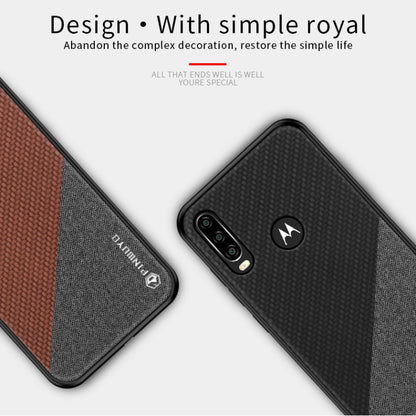 PINWUYO Hong Series Anti-fall TPU+ Chemical Fiber Cloth Protective Cover for Moto P40 power(Brown) - Motorola Cases by PINWUYO | Online Shopping UK | buy2fix