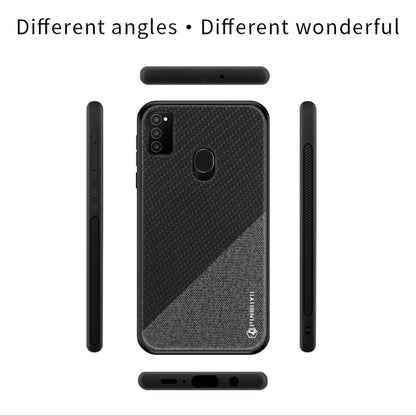 For Galaxy M30S PINWUYO Rong Series  Shockproof PC + TPU+ Chemical Fiber Cloth Protective Cover(Brown) - Galaxy Phone Cases by PINWUYO | Online Shopping UK | buy2fix