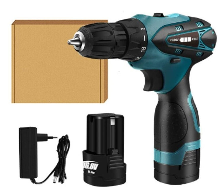 HILDA Electric Drill Cordless Screwdriver Lithium Battery Mini Drill Cordless Screwdriver Power Tools, EU Plug, Model:16.8V with Carton Box - Drill & Drill Bits by buy2fix | Online Shopping UK | buy2fix