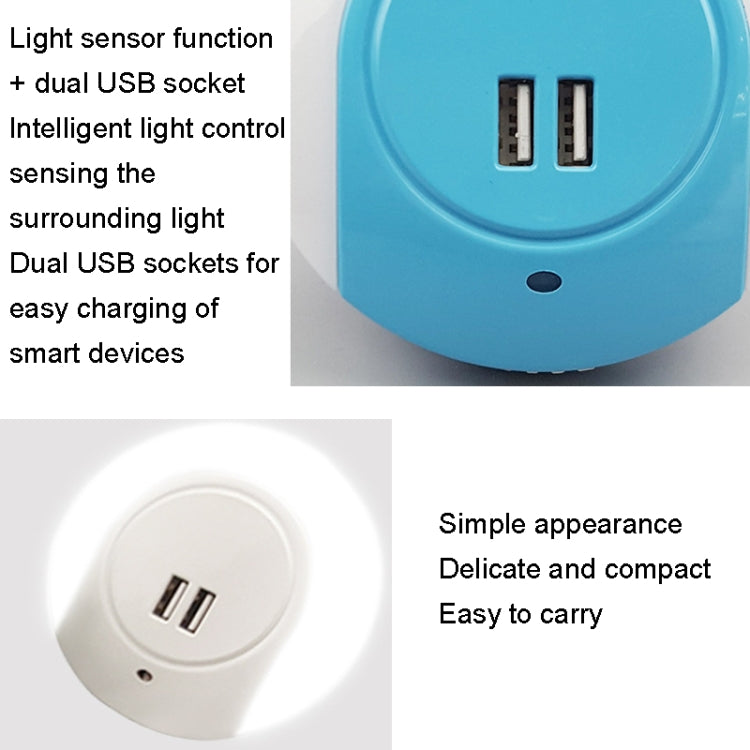 A78B LED Night Light With USB Port Intelligent Light Control Sensor Light, Plug:EU Plug(Blue) - Sensor LED Lights by buy2fix | Online Shopping UK | buy2fix