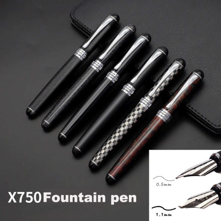 X750 Stationery Stainless Steel Fountain Pen Medium Nib Ink Pens School Oiifice Gift, Nib Size:1.1mm(Black Pattern) - Fountain Pens by buy2fix | Online Shopping UK | buy2fix