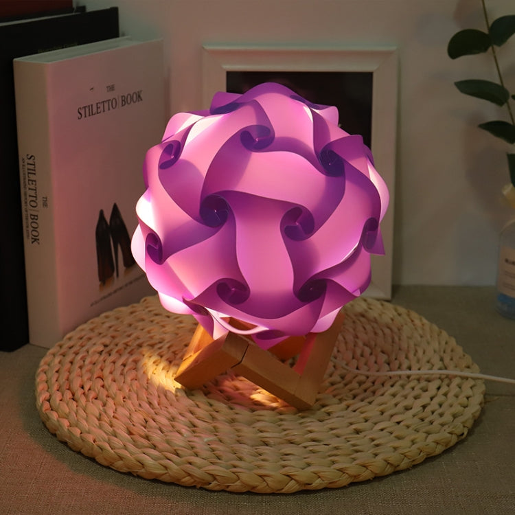 Creative Bedroom Bedside Night Light USB Round Romantic Room Decoration Lamp with Wood Base, Style: DIY Material Kit(Purple) - Novelty Lighting by buy2fix | Online Shopping UK | buy2fix