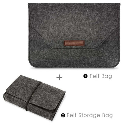 Portable Air Permeable Felt Sleeve Bag for MacBook Laptop, with Power Storage Bag, Size:15 inch(Black) - Protective Bags by buy2fix | Online Shopping UK | buy2fix