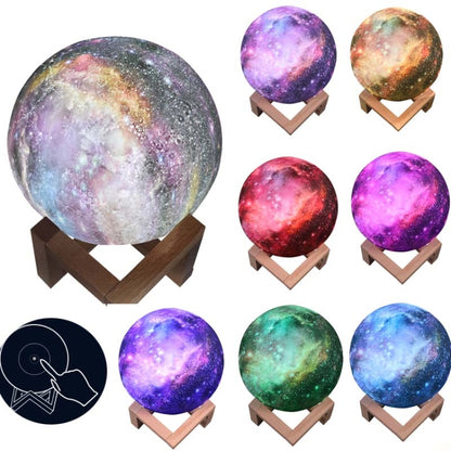 1W 3D Moon Lamp Children Gift Table Lamp Painted Starry Sky LED Night Light, Light color: 20cm Touch Control 7-colors - Night Lights by buy2fix | Online Shopping UK | buy2fix