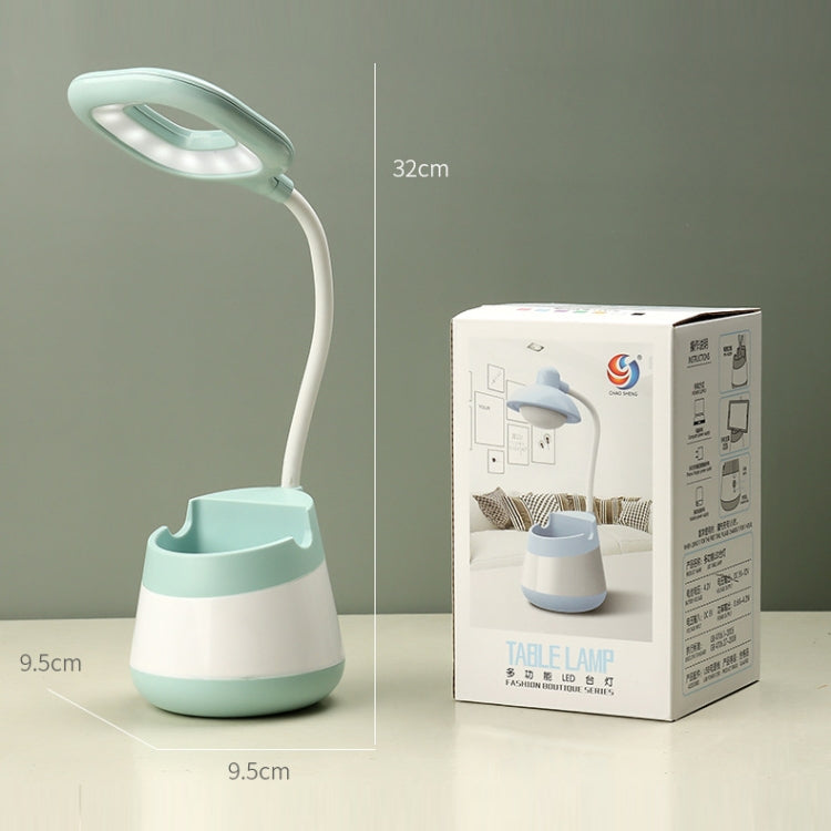 USB Charging LED Desk Light Eye Protection Lamp with Pen Holder and Phone Holder(CS276-3  Blue) - Desk Lamps by buy2fix | Online Shopping UK | buy2fix