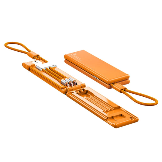 Oatsbasf 03083 Portable Multi-Function Micro USB + USB-C / Type-C + 8 Pin 3 in 1 Charging Cable(Orange) - Multifunction Cable by OATSBASF | Online Shopping UK | buy2fix