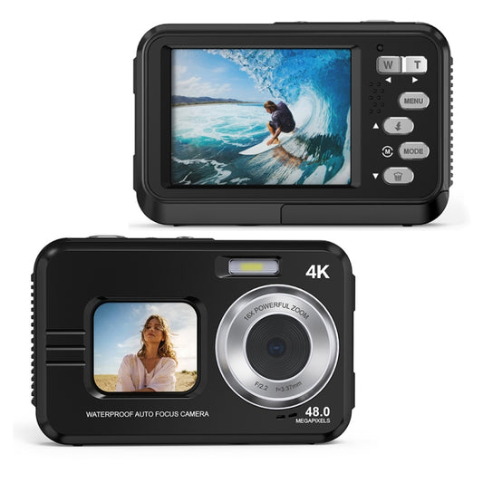 WDC901 3.5m Waterproof 48MP HD Dual Screen Outdoor Sports Digital Camera US Plug(Black) - Children Cameras by buy2fix | Online Shopping UK | buy2fix