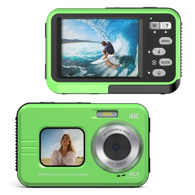 WDC901 3.5m Waterproof 48MP HD Dual Screen Outdoor Sports Digital Camera US Plug(Green) - Children Cameras by buy2fix | Online Shopping UK | buy2fix