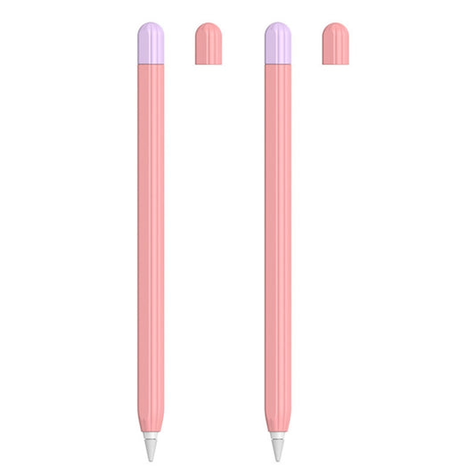 2 Sets 5 In 1 Stylus Silicone Protective Cover + Two-Color Pen Cap + 2 Nib Cases Set For Apple Pencil 2 (Pink) - Pencil Accessories by buy2fix | Online Shopping UK | buy2fix