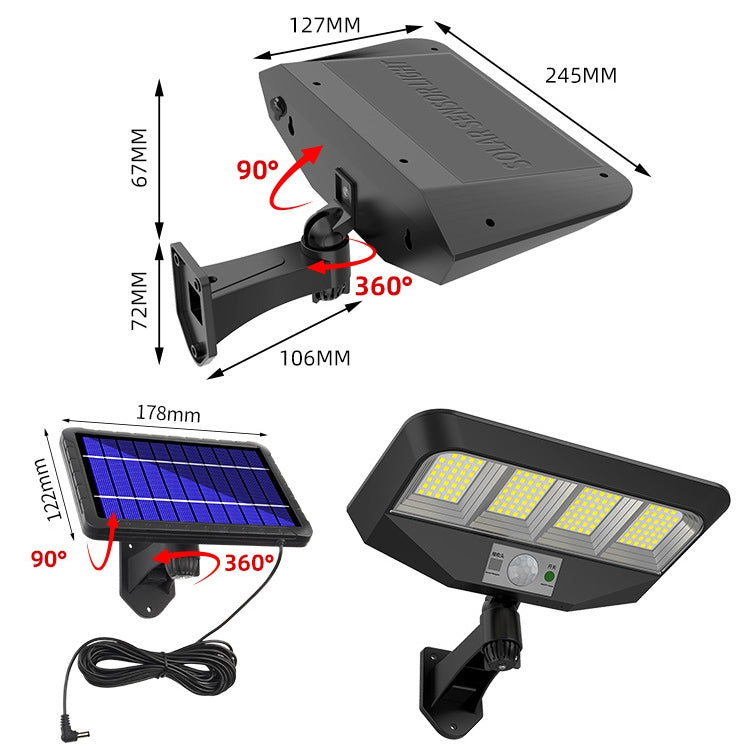 TG-TY081 LED Solar Wall Light Body Sensation Outdoor Waterproof Courtyard Lamp with Remote Control, Style: 138 LED Splitable - Solar Lights by buy2fix | Online Shopping UK | buy2fix