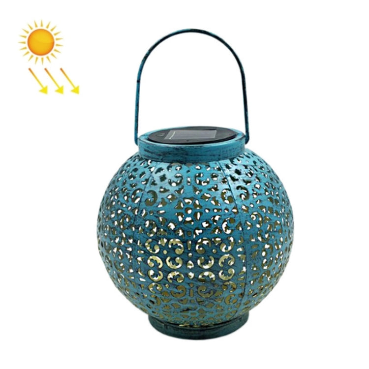 Outdoor Garden Decoration LED Solar Wrought Iron Hollow Ball Shape Portable Lamp(Blue) - Solar Lights by buy2fix | Online Shopping UK | buy2fix