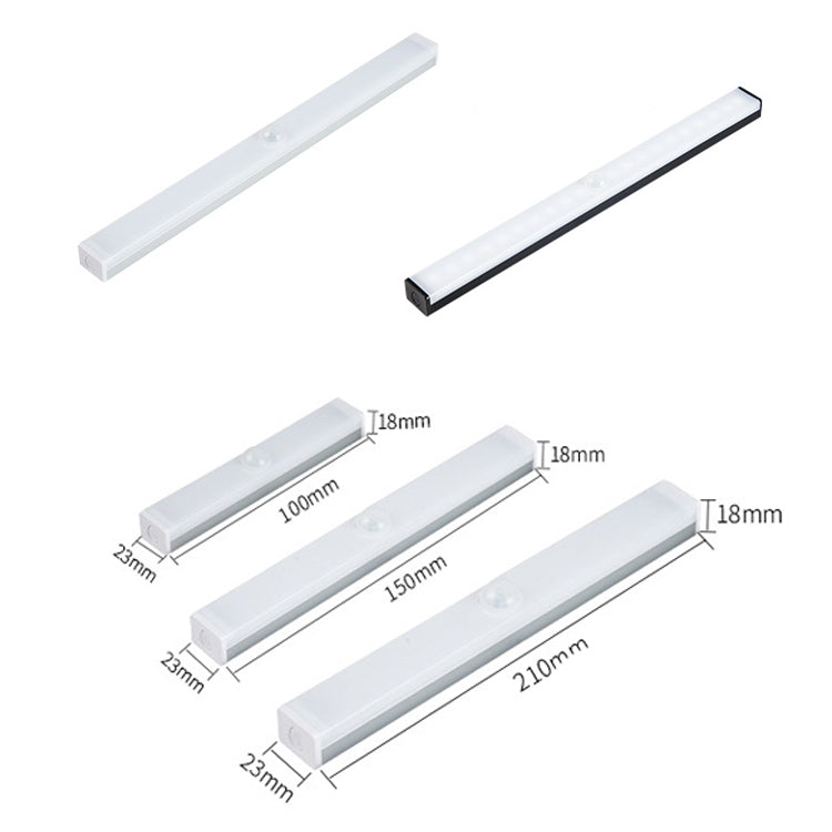 LED Human Body Induction Lamp Long Strip Charging Cabinet Lamp Strip, Size: 10cm(Silver and Warm Light) - Sensor LED Lights by buy2fix | Online Shopping UK | buy2fix
