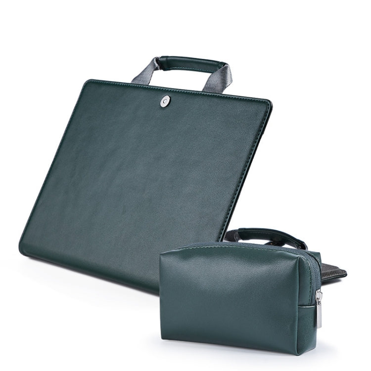 Book Style Laptop Protective Case Handbag For Macbook 13 inch(Ink Green + Power Bag) - Protective Bags by buy2fix | Online Shopping UK | buy2fix