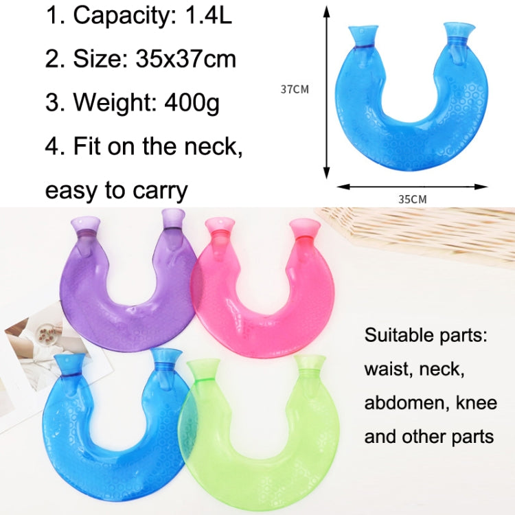 U-shaped PVC Hot Compress Shoulder And Neck Explosion-proof Water Injection Hot Water Bag(Blue + Cyan Knitted) - Hot Water Bags by buy2fix | Online Shopping UK | buy2fix