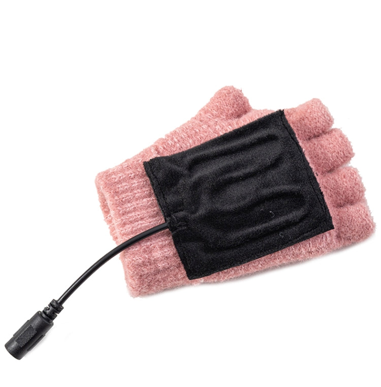 Winter Office USB Heating Warm Half Finger with Cover Gloves Heated Pad, Size: Free Size(Beige) - Safety Gloves by buy2fix | Online Shopping UK | buy2fix