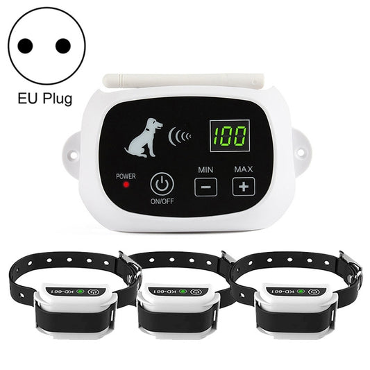 KD-661 500m Wireless Electric Dog Pet Fence Shock Collar,Spec: For Three Dog(EU Plug) - Training Aids by buy2fix | Online Shopping UK | buy2fix