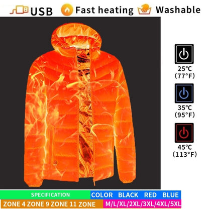 11 Zone Double Control Blue USB Winter Electric Heated Jacket Warm Thermal Jacket, Size: XL - Down Jackets by buy2fix | Online Shopping UK | buy2fix