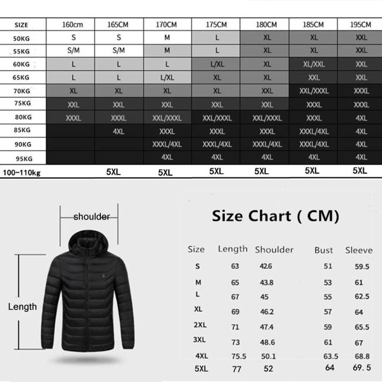 19 Zone 4 Control Blue USB Winter Electric Heated Jacket Warm Thermal Jacket, Size: XXXL - Down Jackets by buy2fix | Online Shopping UK | buy2fix