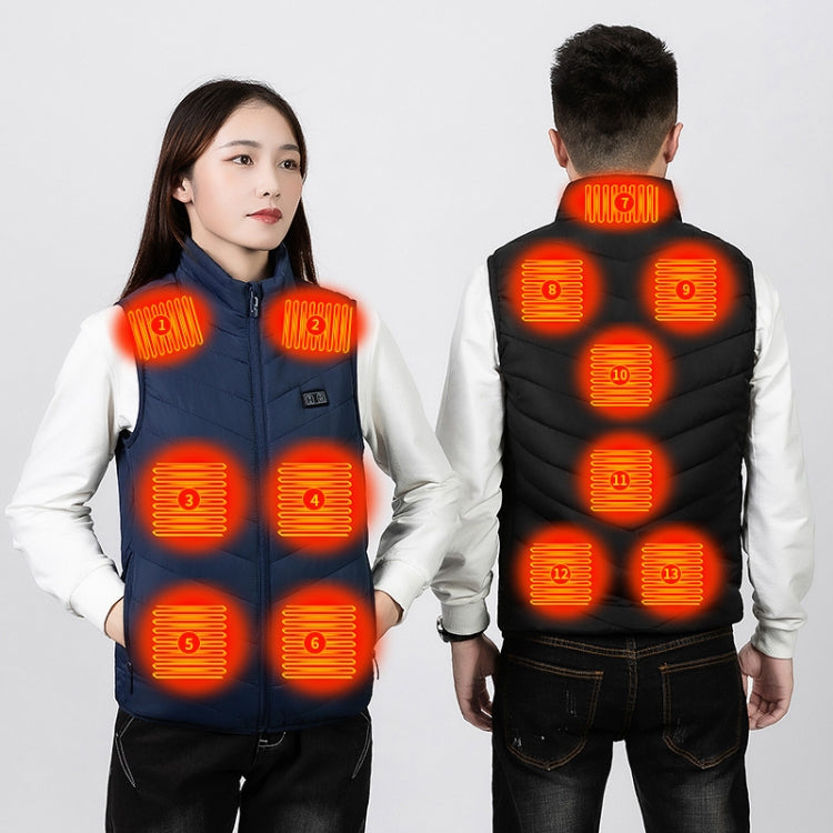 11 Area Double Control Blue USB Electric Heating Undershirt Intelligent Warm Vest(L) - Down Jackets by buy2fix | Online Shopping UK | buy2fix
