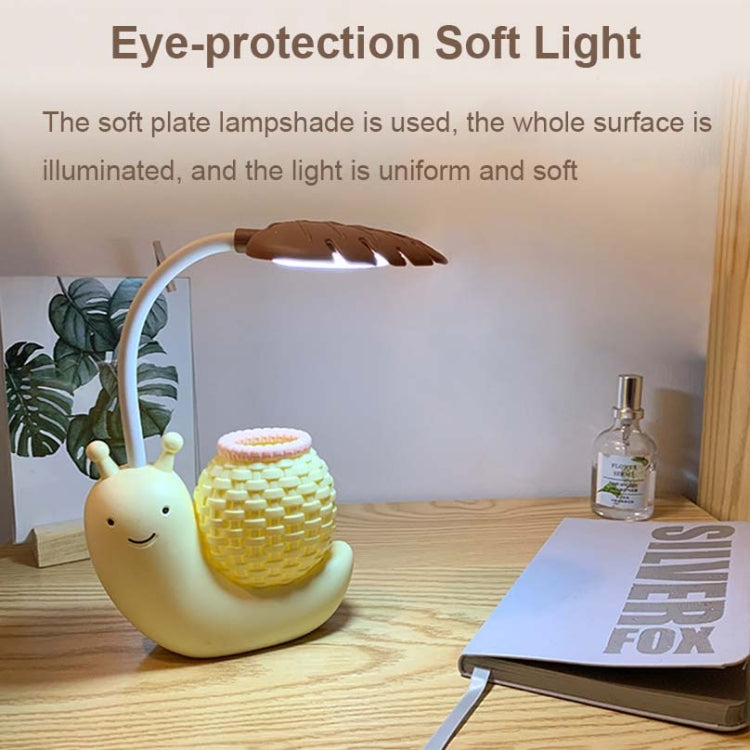 L-0 Cartoon Snail Pen Holder USB Rechargeable LED Soft Eye-Protection Desk Lamp(Yellow) - Desk Lamps by buy2fix | Online Shopping UK | buy2fix