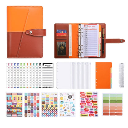 A6 YMX-012 PU Leather Budget Binder Notebook Macaron Color Matching Handbook(Orange+Brown) - Notebooks by buy2fix | Online Shopping UK | buy2fix