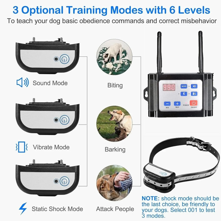 Outdoor Wireless Electronic Pet Fence Night Reflective Collar, Specification: One for Two(EU Plug) - Training Aids by buy2fix | Online Shopping UK | buy2fix