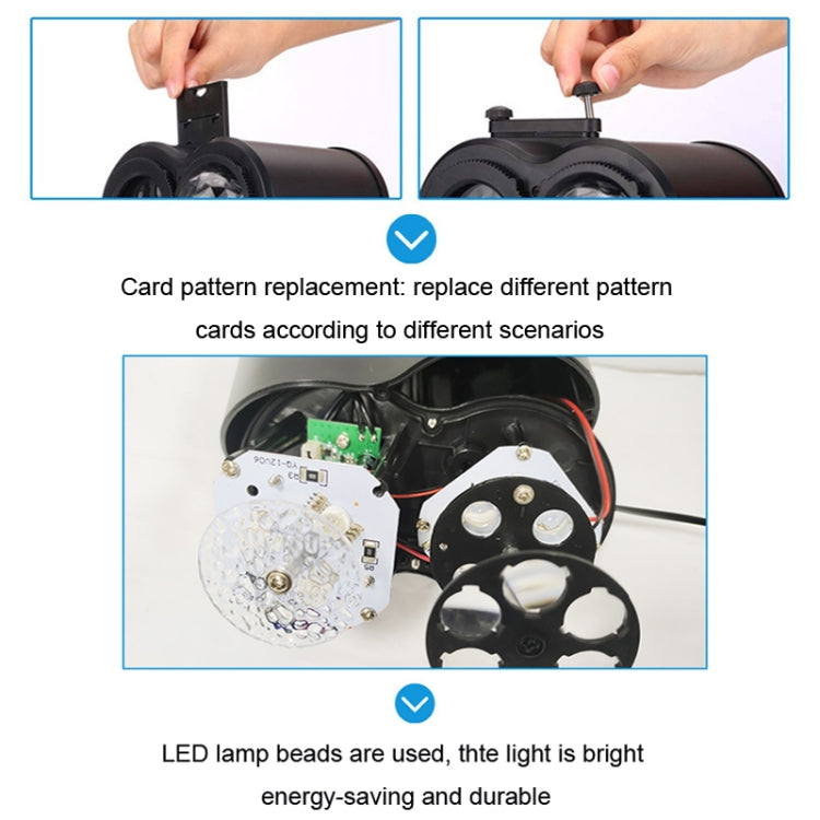 12 Cards US Plug Not Easy To Fade Card Pattern 9W Double Cylinder Water Pattern Christmas Projection Light - Christmas Decoration Lamps by buy2fix | Online Shopping UK | buy2fix