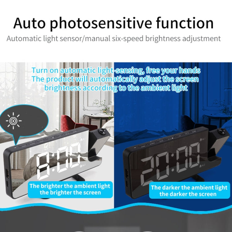 Mirror Projection Clock 2 Groups Alarm Mode with Vibrator(TS-9211) - Alarm Clocks by buy2fix | Online Shopping UK | buy2fix