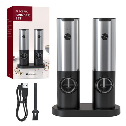 Electric Automatic Salt And Pepper Grinder Set With Charging Base, Model: K2 KYMQ-17C - Stirrer & Squeezer by buy2fix | Online Shopping UK | buy2fix