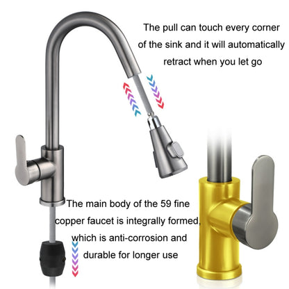 Kitchen Pull-out Universal Telescopic Hot & Cold Water Faucet, Specification: Copper Black - Faucets & Accessories by buy2fix | Online Shopping UK | buy2fix