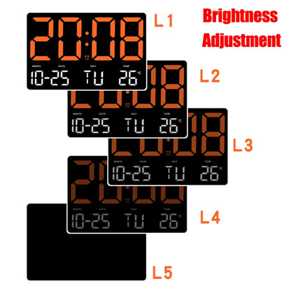 Large Display Led Digital Clock 5 Modes Brightness Adjustable Temperature Mute Electronic Clock(Western Red Double Color) - Alarm Clocks by buy2fix | Online Shopping UK | buy2fix