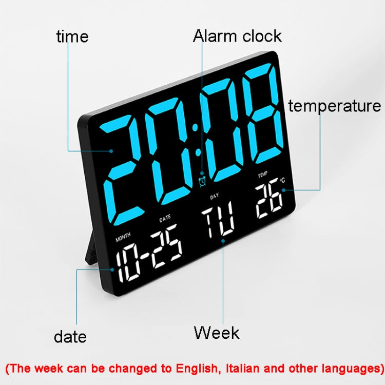 Large Display Led Digital Clock 5 Modes Brightness Adjustable Temperature Mute Electronic Clock(Western Red Double Color) - Alarm Clocks by buy2fix | Online Shopping UK | buy2fix