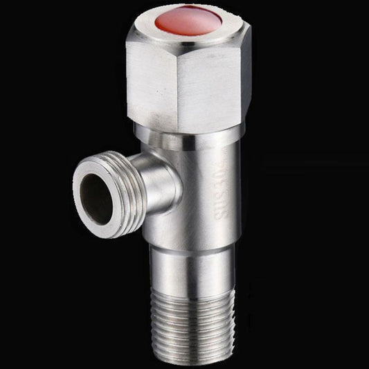 Model D 304 Hexagonal Stainless Steel Angle Valve Fine Copper Ceramic Valve Spool With Decorative Cover(Red Logo Hot Water) - Faucets & Accessories by buy2fix | Online Shopping UK | buy2fix