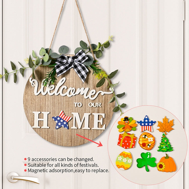 Stereoscopic DIY Home Wooden Round Welcome Door Sign Pendant Wreaths Wall Hanging Decor - Holiday Decorations by buy2fix | Online Shopping UK | buy2fix