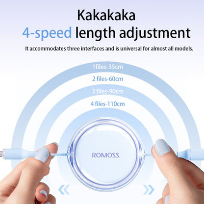 ROMOSS CB258S 3.5A 3-In-1 Telescopic Data Charging Cable USB-A To Type-C & 8 Pin & Micro Wire 1.1m (Blue) - Multifunction Cable by ROMOSS | Online Shopping UK | buy2fix