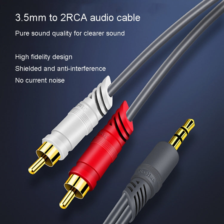 JINGHUA 3.5mm To 2RCA Audio Cable Game Console Outdoor Audio Connection Cable, Size: 30m(Grey) - RCA Cable by JINGHUA | Online Shopping UK | buy2fix