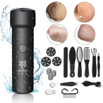 Electric Foot File Pedicure Kit Waterproof Feet Callus Remover, Spec: Kit 1 Black - Grinding Tools & Accessories by buy2fix | Online Shopping UK | buy2fix