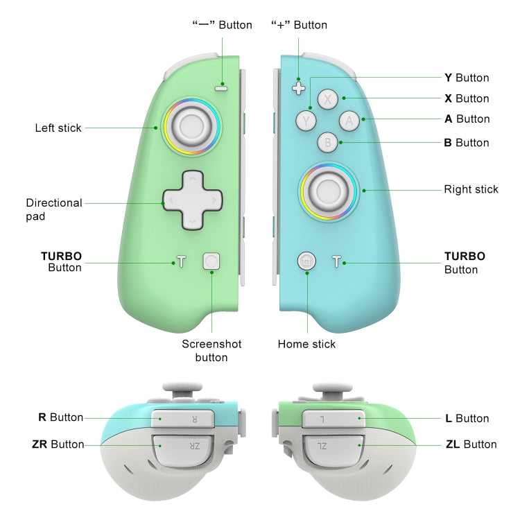 For Switch Joycon With Colorful Light Left And Right Handle(White Button) - Gamepads by buy2fix | Online Shopping UK | buy2fix