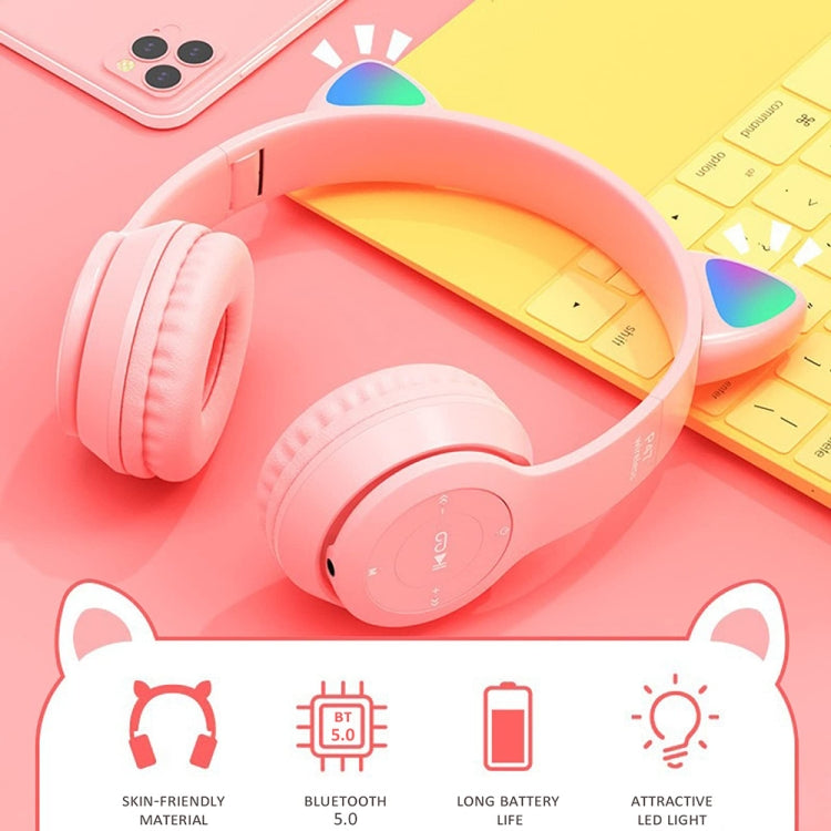 P47M LED Light-emitting Cat Ears Gaming Bluetooth Wireless Headset(Pink) - Headset & Headphone by buy2fix | Online Shopping UK | buy2fix