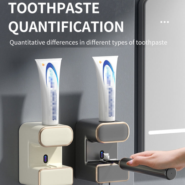 Smart Induction Toothpaste Squeezer Wall-mounted Toothbrush Holder  With Sterilizing Beige - Toothpaste Squeezing Device by buy2fix | Online Shopping UK | buy2fix