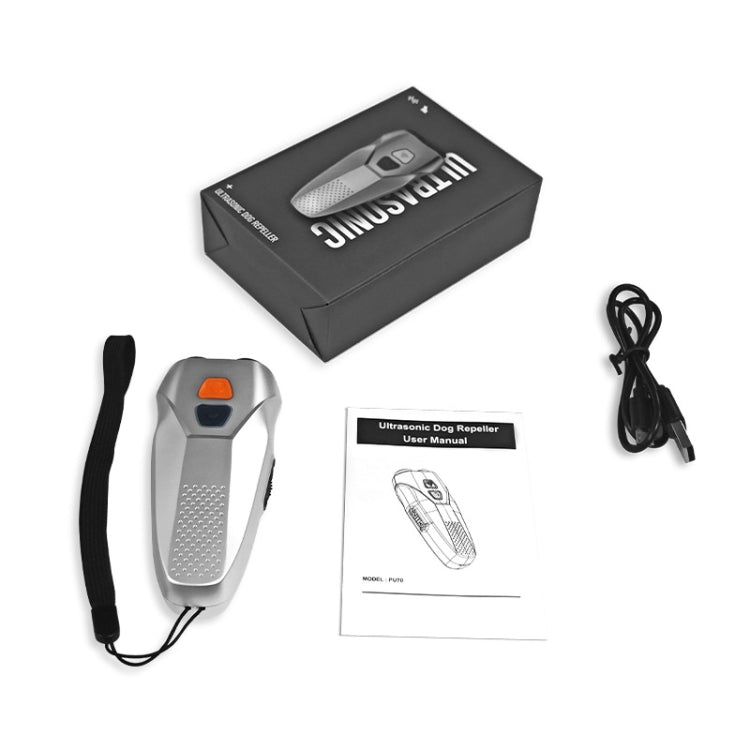 Ultrasonic Dog Repeller Stop Barker Dual Probe High Power Repeller Handheld Dog Trainer(Silver) - Training Aids by buy2fix | Online Shopping UK | buy2fix